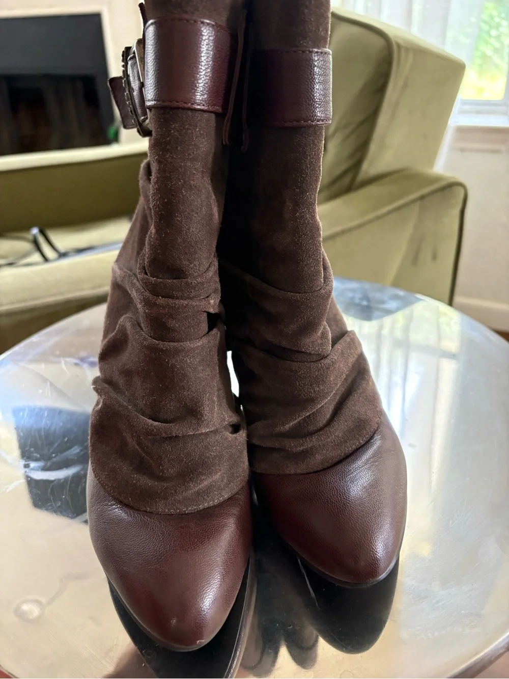 Miss Sixty Jasmine Booties Brown Size 39 Suede Cuff Metal Buckle